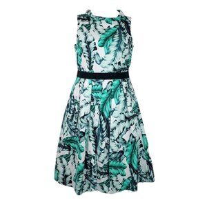 New York & Co Eva Mendes Womens Sleeveless Green Fit & Flare Dress Size M NWT